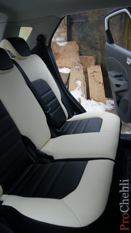 Черно-белые чехлы из экокожи для Ford Ecosport №6