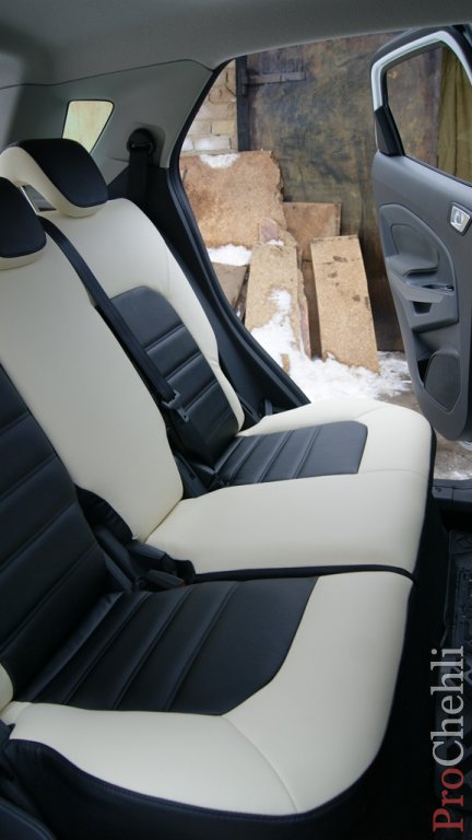 Черно-белые чехлы из экокожи для Ford Ecosport №7
