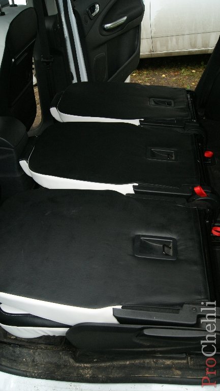 Авточехлы из черно-белой экокожи для Ford Galaxy №9