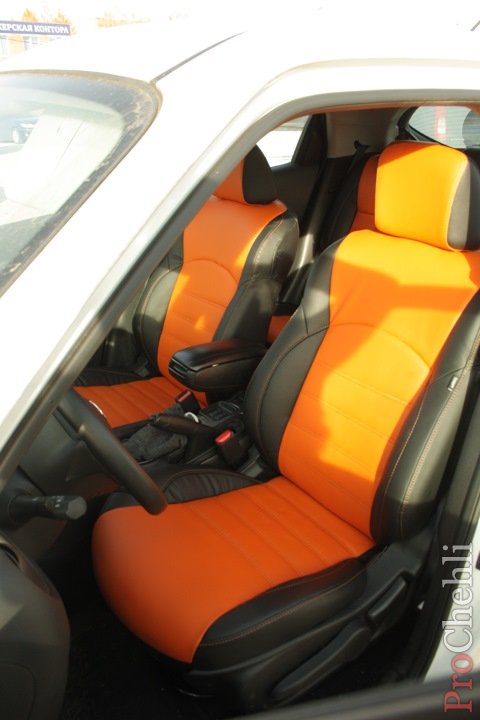 Оранжевые автомобильные чехлы для Nissan Juke Фото 6