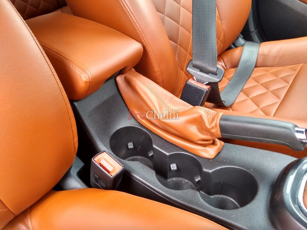 Чехлы для Opel Astra J из коричневой экокожи с ромбом №4