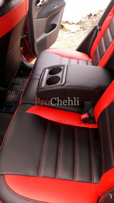Чехлы для Toyota Auris из черной и красной экокожи №3