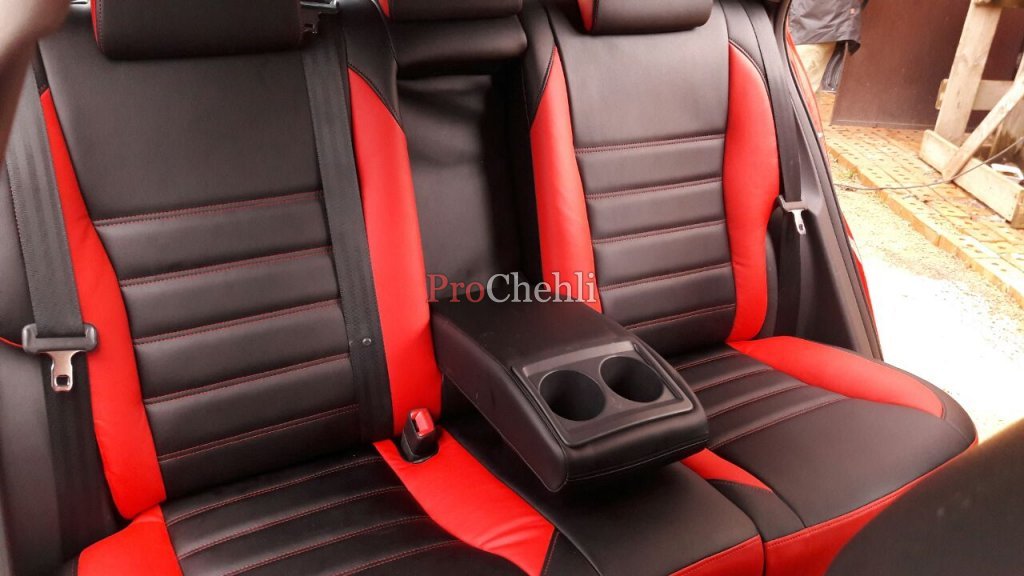 Чехлы для Toyota Auris из черной и красной экокожи №4