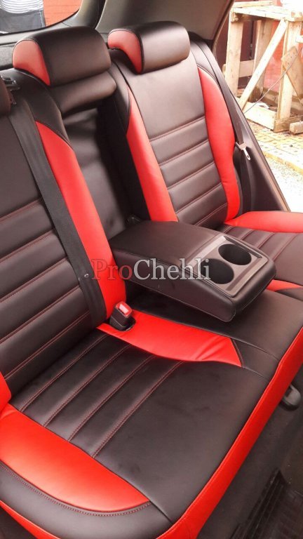 Чехлы для Toyota Auris из черной и красной экокожи №5