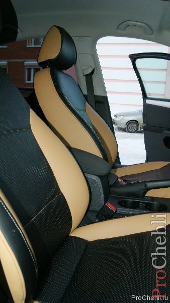 Черно-бежевые авточехлы для Volkswagen Jetta №7