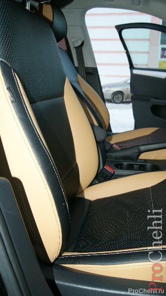 Черно-бежевые авточехлы для Volkswagen Jetta №8