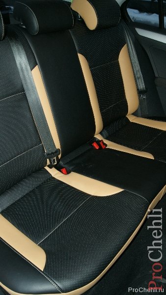 Черно-бежевые авточехлы для Volkswagen Jetta №9