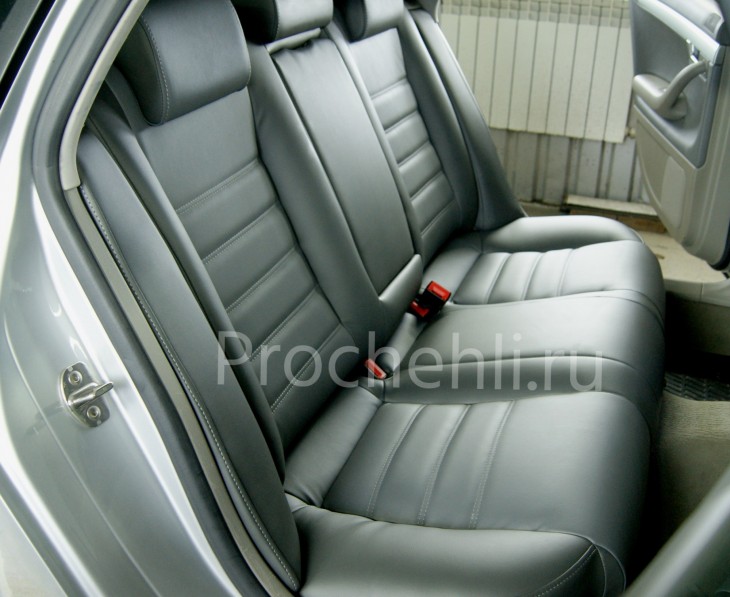 Каркасные чехлы для Audi A4 B7 с эффектом перетяжки салона из серой экокожи №6