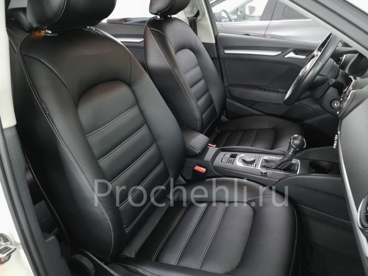 Каркасные чехлы для Audi A3 8V из черной экокожи №1