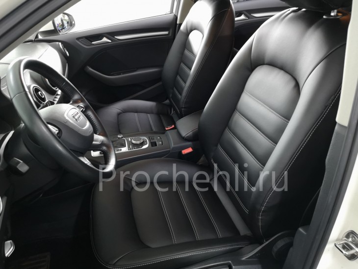 Каркасные чехлы для Audi A3 8V из черной экокожи №4