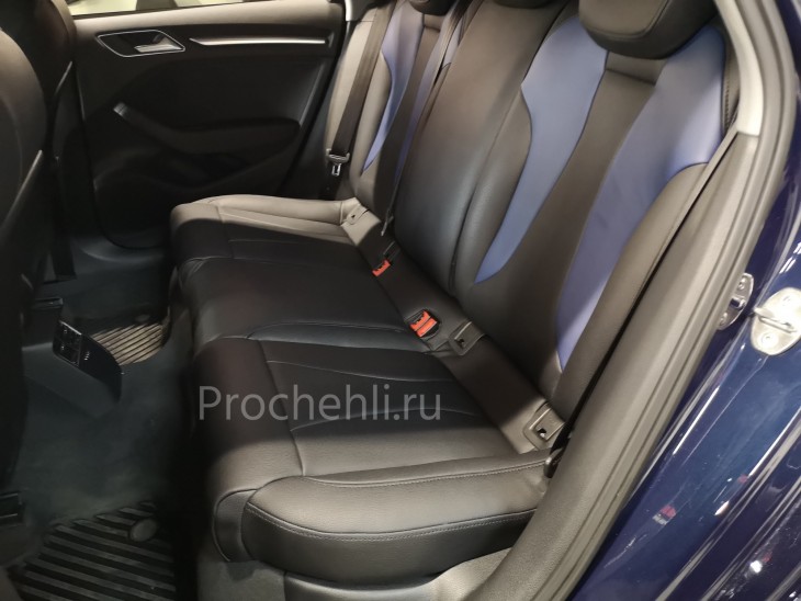 Каркасные чехлы на Audi A3 8V sport салон из черной экокожи и алькантары №4