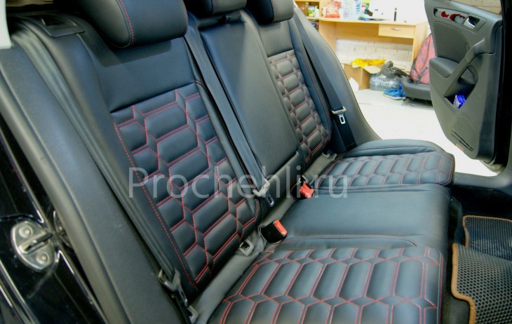 Каркасные чехлы на VW Golf 6 из черной экокожи №4