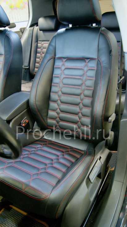Каркасные чехлы на VW Golf 6 из черной экокожи №6