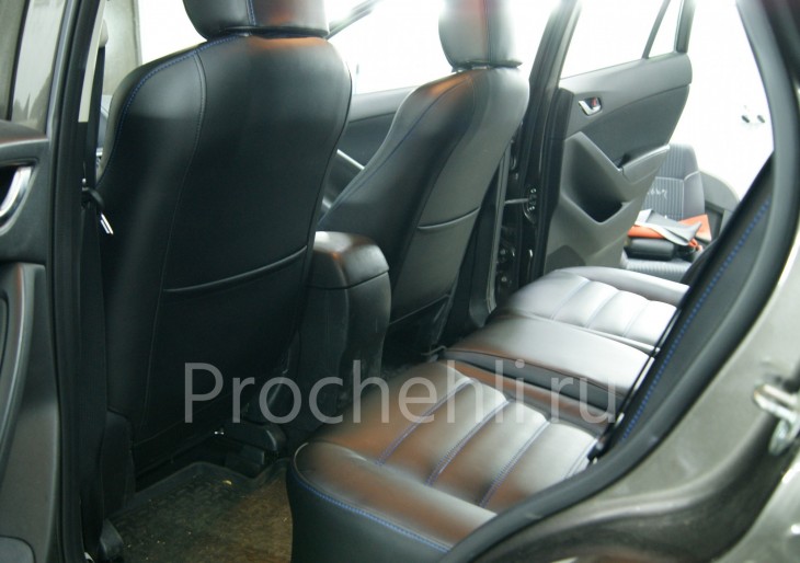 Каркасные чехлы на Mazda CX-5 из черной экокожи №2