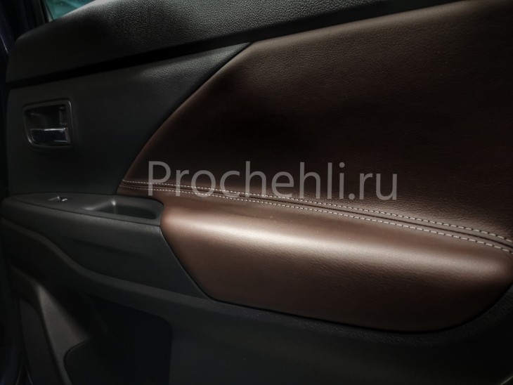 Каркасные авточехлы для Mitsubishi Outlander 3 (2020) из темно-коричневой экокожи №6