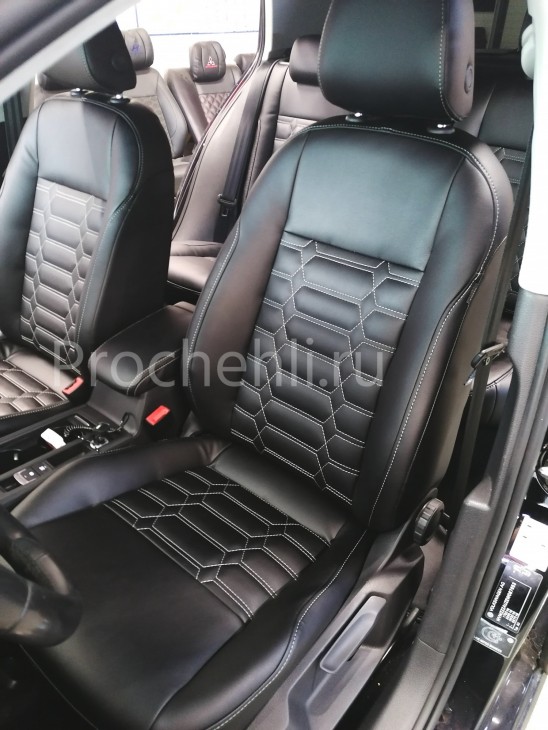 Каркасные чехлы на VW Golf 7 из черной экокожи №3