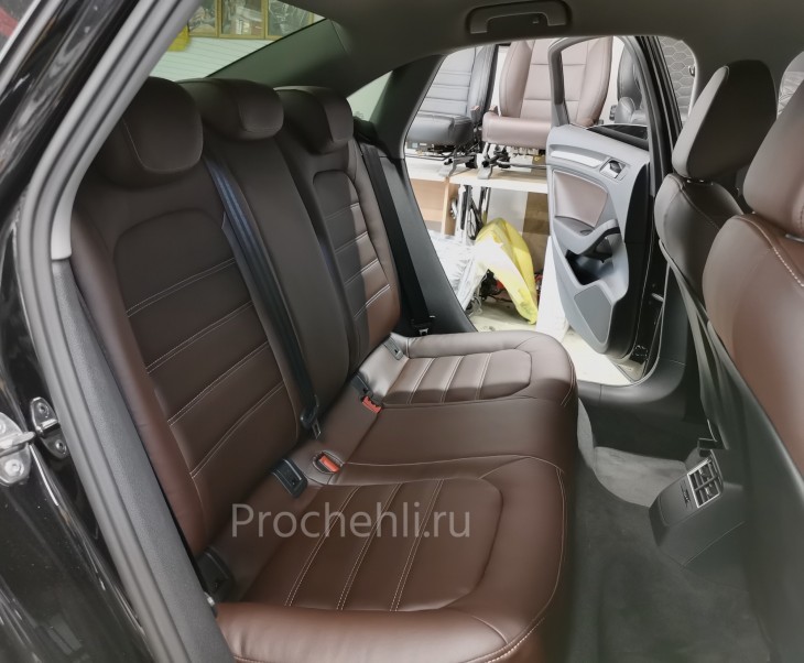 Каркасные чехлы для Audi A3 8V из темно-коричневой экокожи №2
