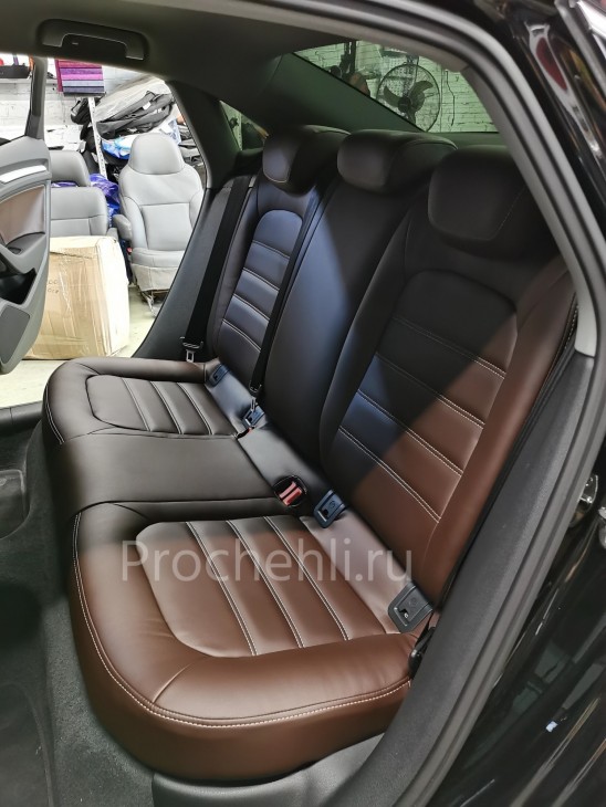 Каркасные чехлы для Audi A3 8V из темно-коричневой экокожи №4