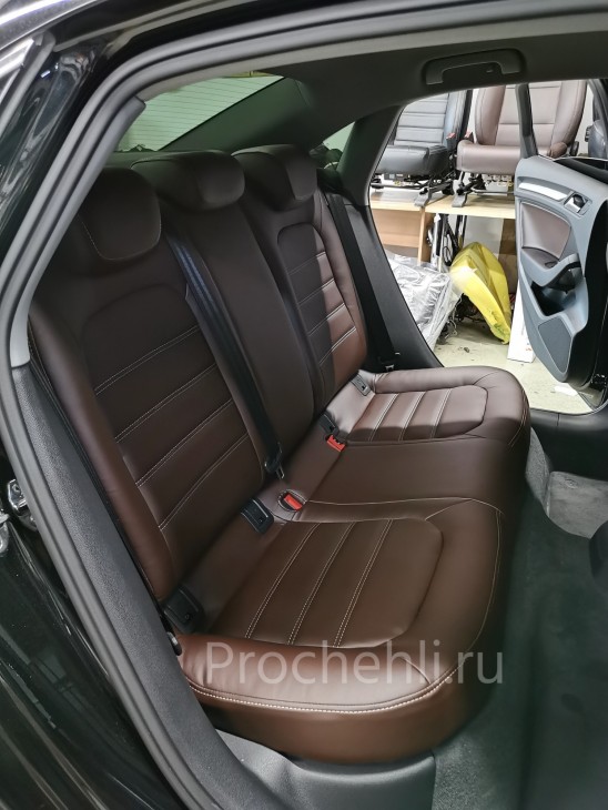 Каркасные чехлы для Audi A3 8V из темно-коричневой экокожи №5