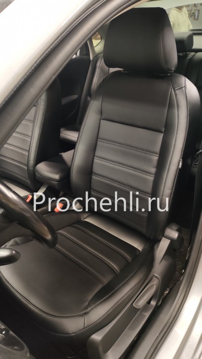 Чехлы для Volkswagen polo седан из черной экокожи №3
