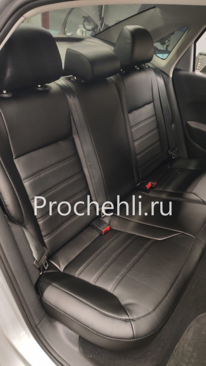 Чехлы для Volkswagen polo седан из черной экокожи №5