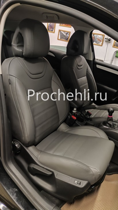 Каркасные чехлы для Citroen C4 из серой экокожи №1