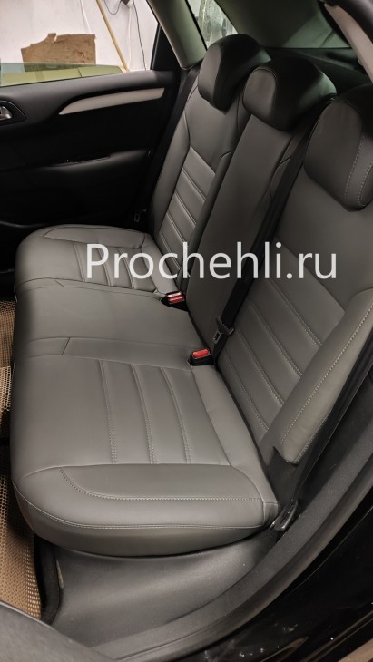 Каркасные чехлы для Citroen C4 из серой экокожи №1