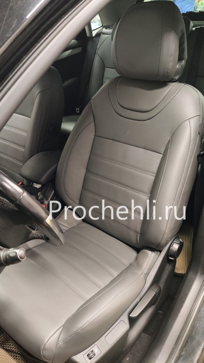Каркасные чехлы для Citroen C4 из серой экокожи №3