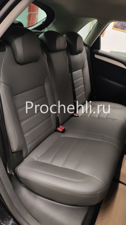 Каркасные чехлы для Citroen C4 из серой экокожи №5
