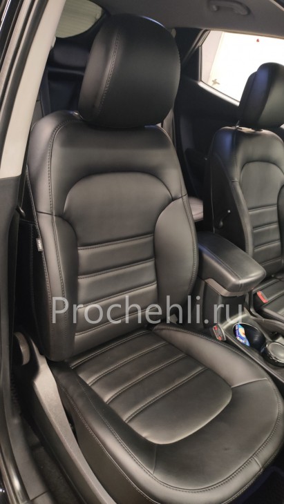 Чехлы для Hyundai IX 35 из черной экокожи №4