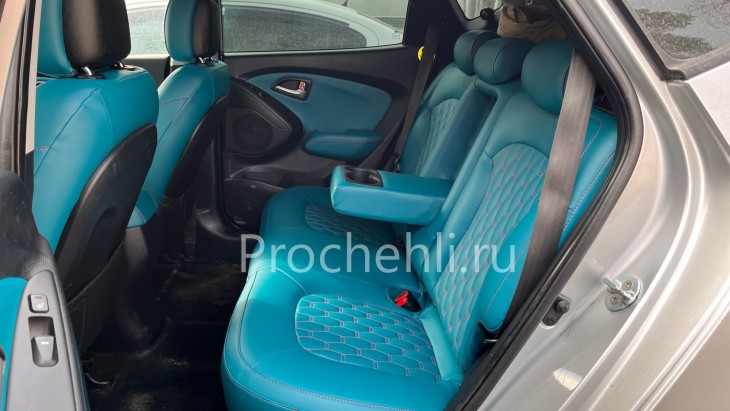 Чехлы для Hyundai IX 35 из экокожи цвета Тиффани №2