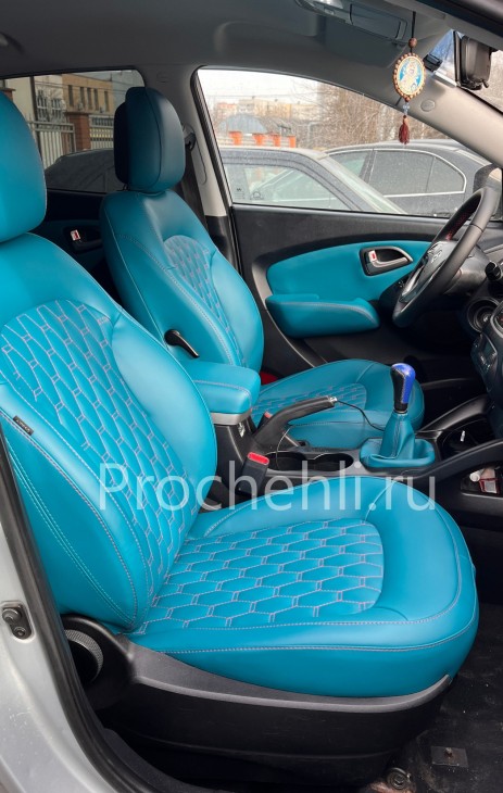 Чехлы для Hyundai IX 35 из экокожи цвета Тиффани №4