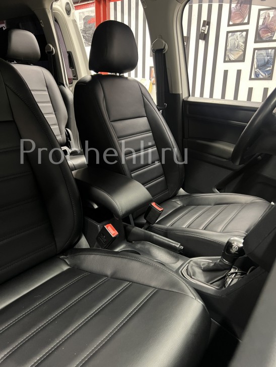 Чехлы для передних сидений VW Caddy из черной экокожи Чехлы для VW Caddy из черной экокожи №5