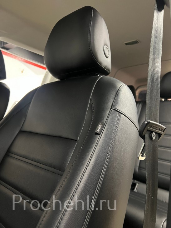 Чехлы для передних сидений VW Caddy из черной экокожи Чехлы для VW Caddy из черной экокожи №8