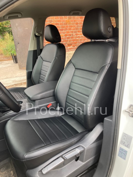 Каркасные авточехлы для передних сидений VW Terramont/ Atlas Каркасные авточехлы VW Terramont/ Atlas из черной экокожи №2