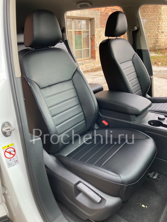 Каркасные авточехлы для передних сидений VW Terramont/ Atlas Каркасные авточехлы VW Terramont/ Atlas из черной экокожи №3