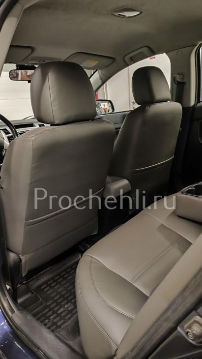Каркасные чехлы для Mitsubishi Lancer 10 (X) из серой экокожи №1