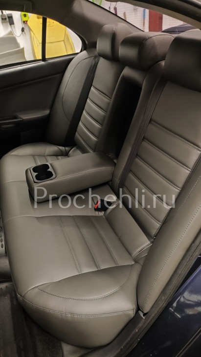 Каркасные чехлы для Mitsubishi Lancer 10 (X) из серой экокожи №3