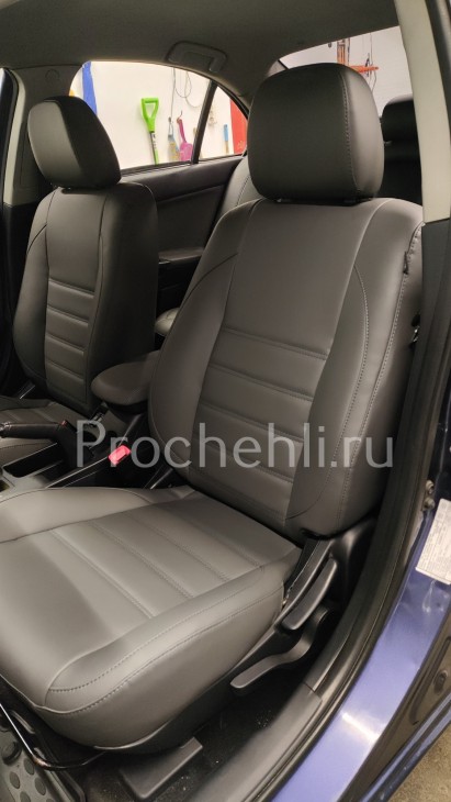 Каркасные чехлы для Mitsubishi Lancer 10 (X) из серой экокожи №5
