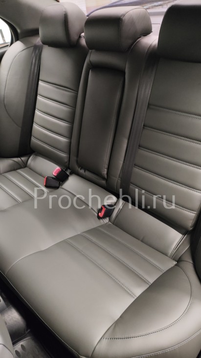 Каркасные чехлы для Mitsubishi Lancer 10 (X) из серой экокожи №6