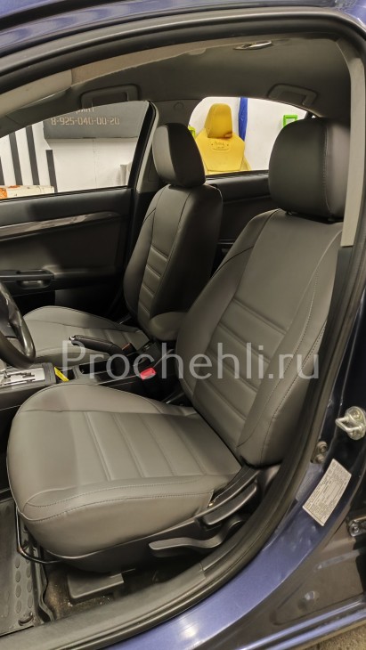 Каркасные чехлы для Mitsubishi Lancer 10 (X) из серой экокожи №9