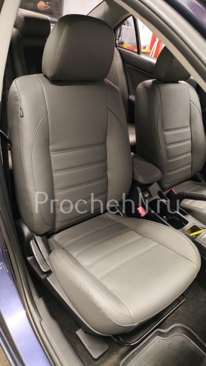 Каркасные чехлы для Mitsubishi Lancer 10 (X) из серой экокожи №10