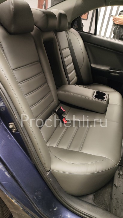 Каркасные чехлы для Mitsubishi Lancer 10 (X) из серой экокожи №11