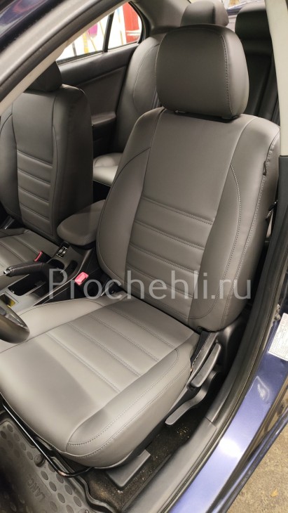 Каркасные чехлы для Mitsubishi Lancer 10 (X) из серой экокожи №12