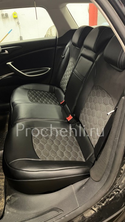 Каркасные авточехлы для Citroen C5 из черной экокожи и алькантары №6