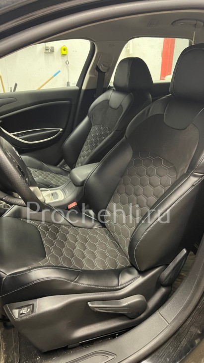 Каркасные авточехлы для Citroen C5 из черной экокожи и алькантары №1.