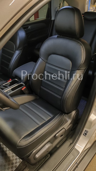 Каркасные чехлы для передних сидений из черной экокожи для Haval M6 Каркасные чехлы из черной экокожи для Haval M6 №1