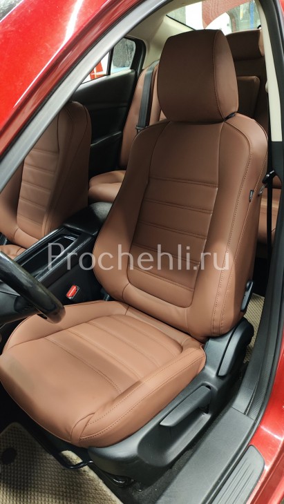 Каркасные чехлы для Mazda 6 (GJ) из коричневой экокожи №1