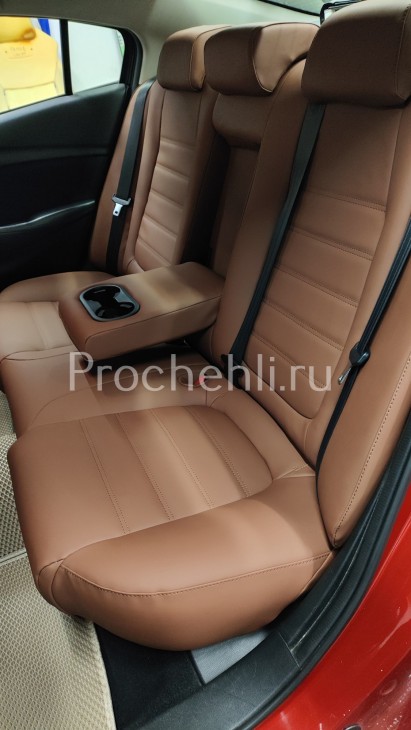 Каркасные чехлы для Mazda 6 (GJ) из коричневой экокожи №1