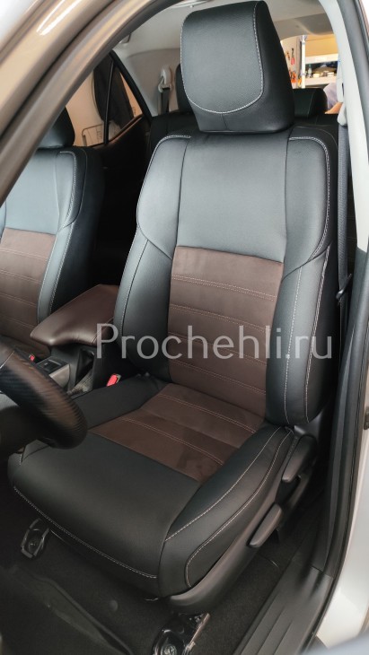 Каркасные чехлы для Toyota Fortuner 2 из экокожи и алькантары №1